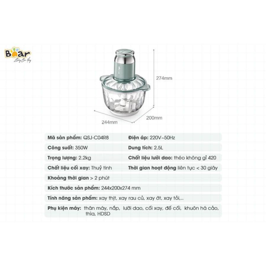 Máy xay thịt Bear hàng quốc tế đa năng  tích hợp 4 lưỡi 2 chế độ xay mini cầm tay tiện lợi Gia dụng Bear Tuli Mart