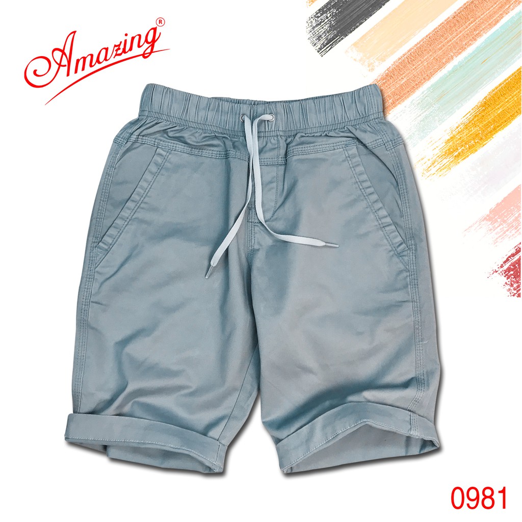 Quần short nam lửng, kaki Amazing cao cấp, màu sắc trẻ trung, bigsize, dây rút, lưng thun