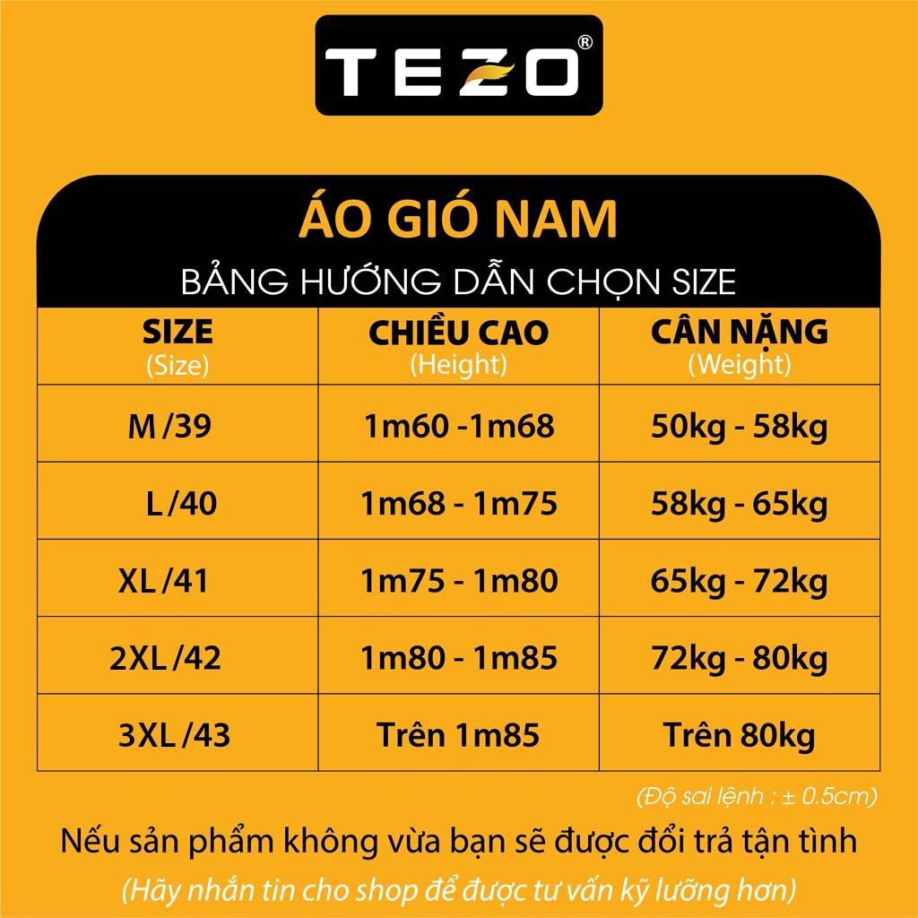 Áo gió nam 2 lớp TEZO, dáng thể thao tháo rời được mũ chống nước nhẹ mã 2109AG2T01