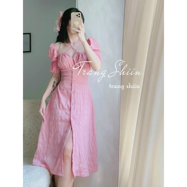 [ NEW ARRIVAL ] ĐẦM XỐP 2 DÂY CHÉO NGỰC, CỔ YẾM, TAY LỠ PHỒNG NHẸ, PHỐI MÀU NHÃ NHẶN, THANH LỊCH, CỰC SANG TRỌNG UP shop