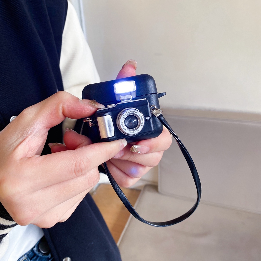 Vỏ Bảo Vệ Hộp Sạc Tai nghe không dây AirPods 1/2/3/Pro 2022 Hình Máy Ảnh