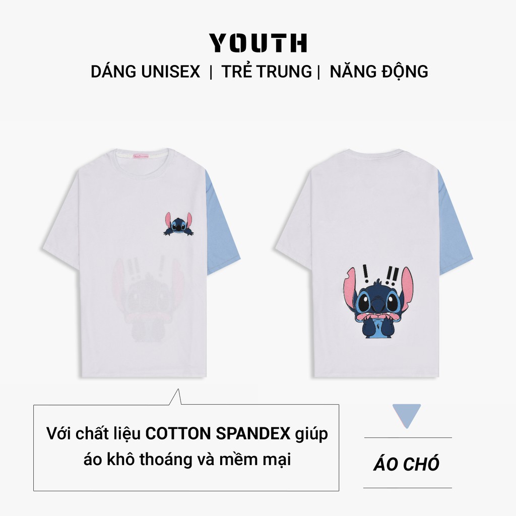 Áo thun nam nữ unisex YOUTH form rộng cổ tròn tay lỡ vải Cotton xịn FreeSize(38-65Kg) - Áo Chó - AP54