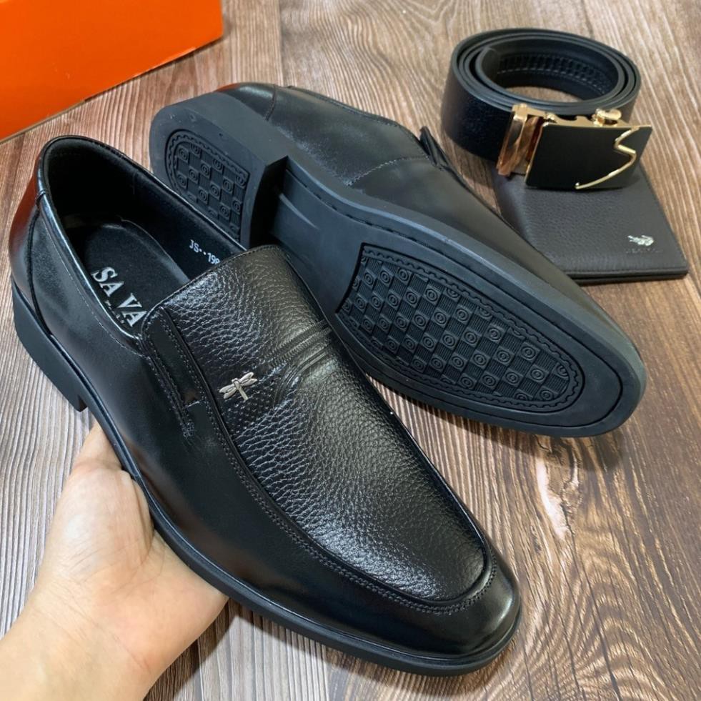 Giày Trung Niên - Giày Nam Công Sở Da Bò Nguyên Tấm Màu Đen Lót Da Đế Cao Su Có Khâu Đế (Bảo Hành Da 12 Tháng) | BigBuy360 - bigbuy360.vn