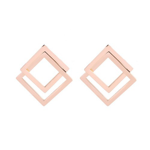 Bông Tai Hình Vuông Đôi Titan Ko Đen TT 3459