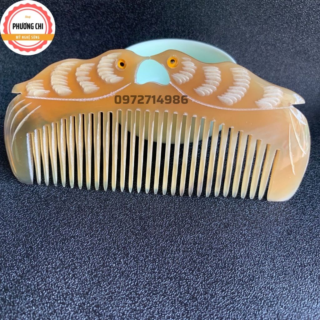 Lược sừng đôi chim trắng nưa đẹp dai 12cm, lược chải tóc gỡ rối massage đầu | Mỹ nghệ phương chi