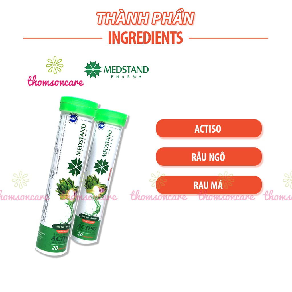 Viên sủi Actiso, Râu ngô, Rau má Medstand - Giúp giải độc gan, thanh nhiệt, làm nước giải khát  - Tuýp 20 viên | BigBuy360 - bigbuy360.vn