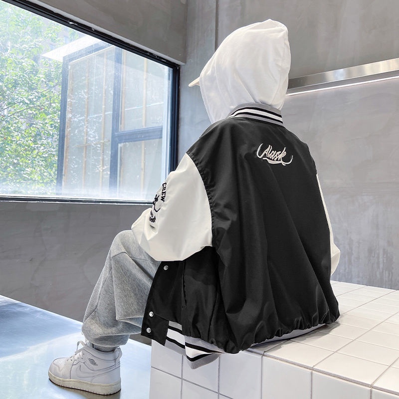 Áo khoác bomber bé trai bé gái size đại dù 2 lớp cho bé unisex in hình cá tính form 14 43kg HD247 0318 D