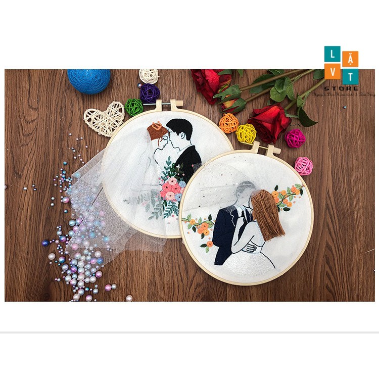 Bộ thêu chỉ thủ công Marry Me cho người mới bắt đầu - Tặng đám cưới, quà yêu nhau - Handmade Embroider