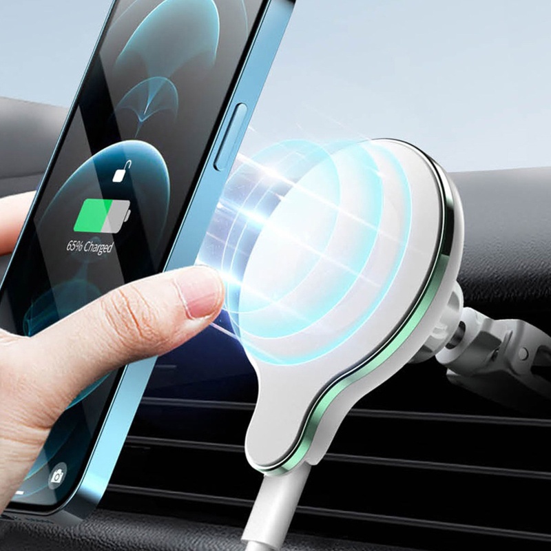 Giá Đỡ Điện Thoại Kiêm Sạc Nhanh Không Dây 15W Gắn Lỗ Thông Gió Xe Hơi