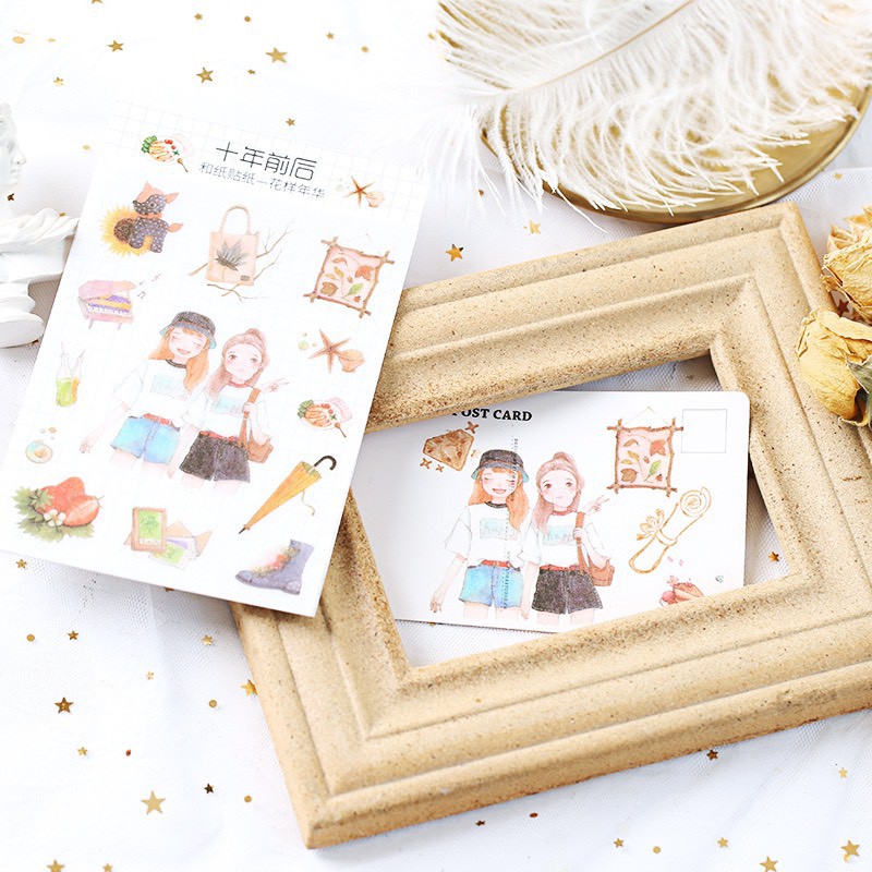 Sticker MỜ Nữ sinh trang trí sổ tay, Scrapbook (SM11)