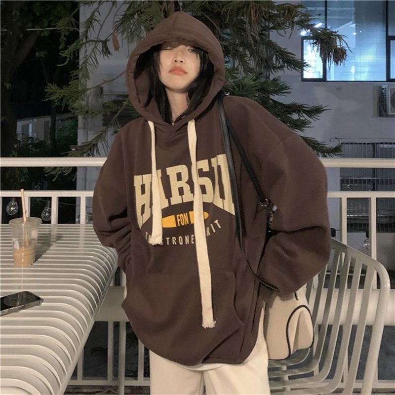 Áo hoodie nữ form rộng   HART SLL mũ 2 lớp có dây kéo bản to