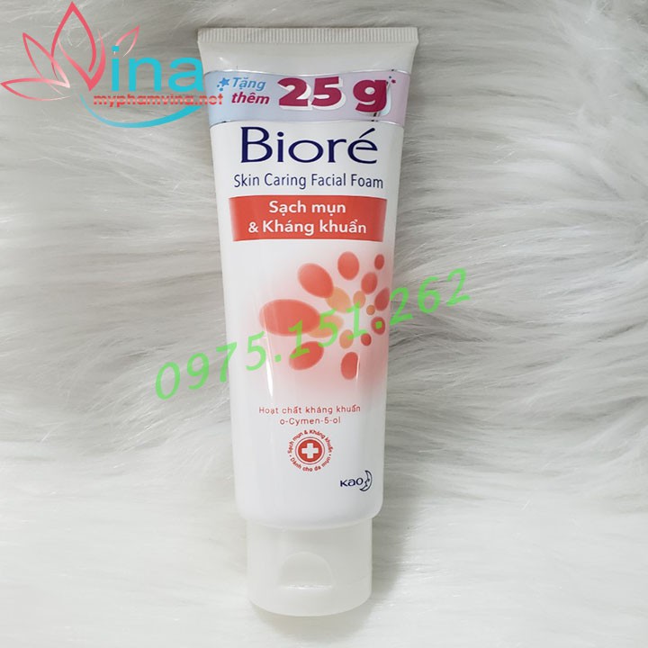 SỮA RỬA MẶT BIORE KHÁNG KHUẨN SẠCH MỤN 100ML tặng 25ml