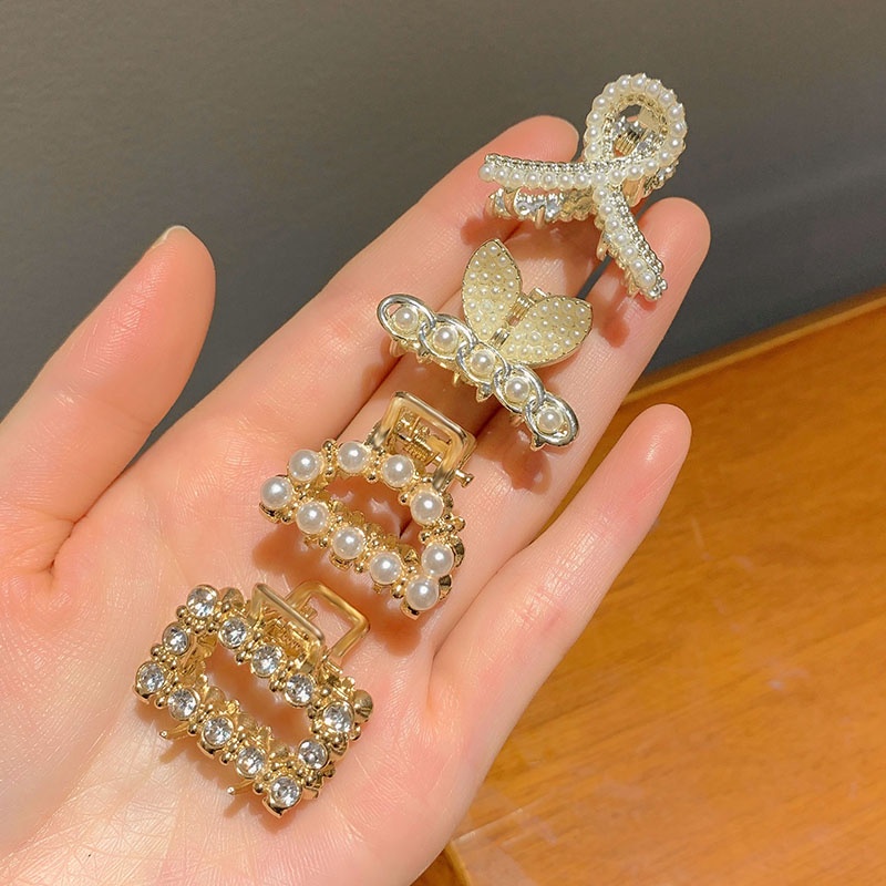 Kẹp Tóc Mini Đính Ngọc Trai Và Đá Nhân Tạo Phong Cách Hàn Quốc