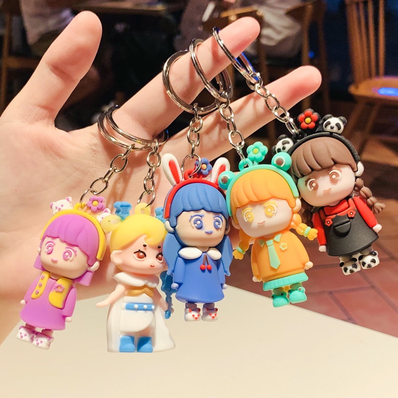 Móc khóa nhựa PVC hình búp bê hoạt hình dễ thương