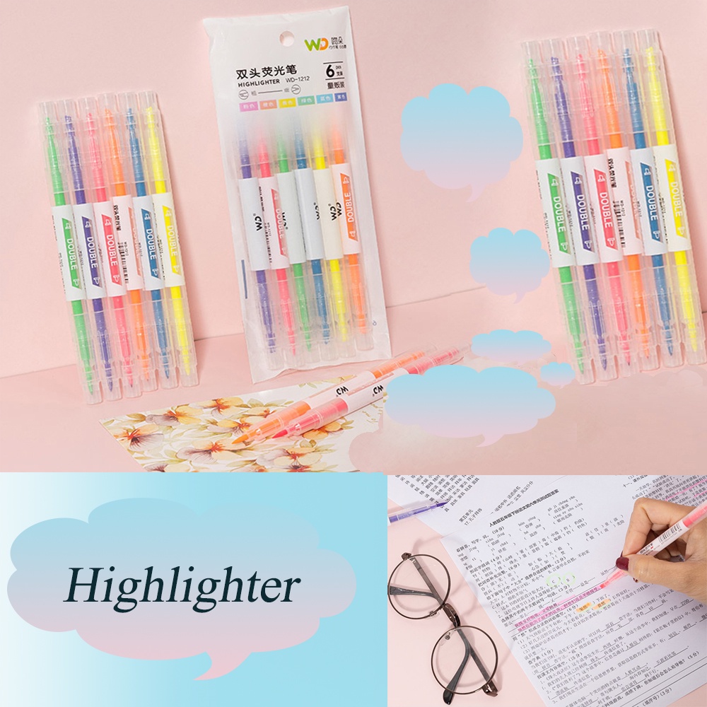 Set 6 bút đánh dấu hai đầu đa năng tiện lợi chất lượng cao