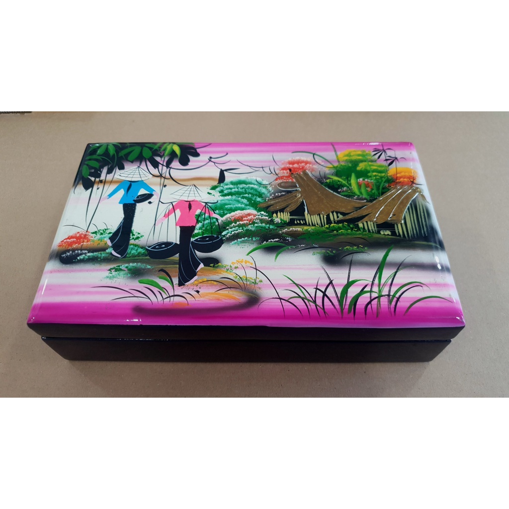 Hộp sơn mài vẽ cảnh Việt Nam