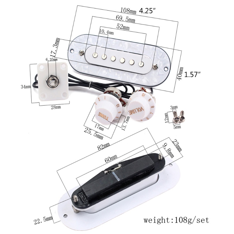 1 Bộ Pickup 4 Dây Đàn Guitar Điện Có Hộp Đựng Thuốc Lá