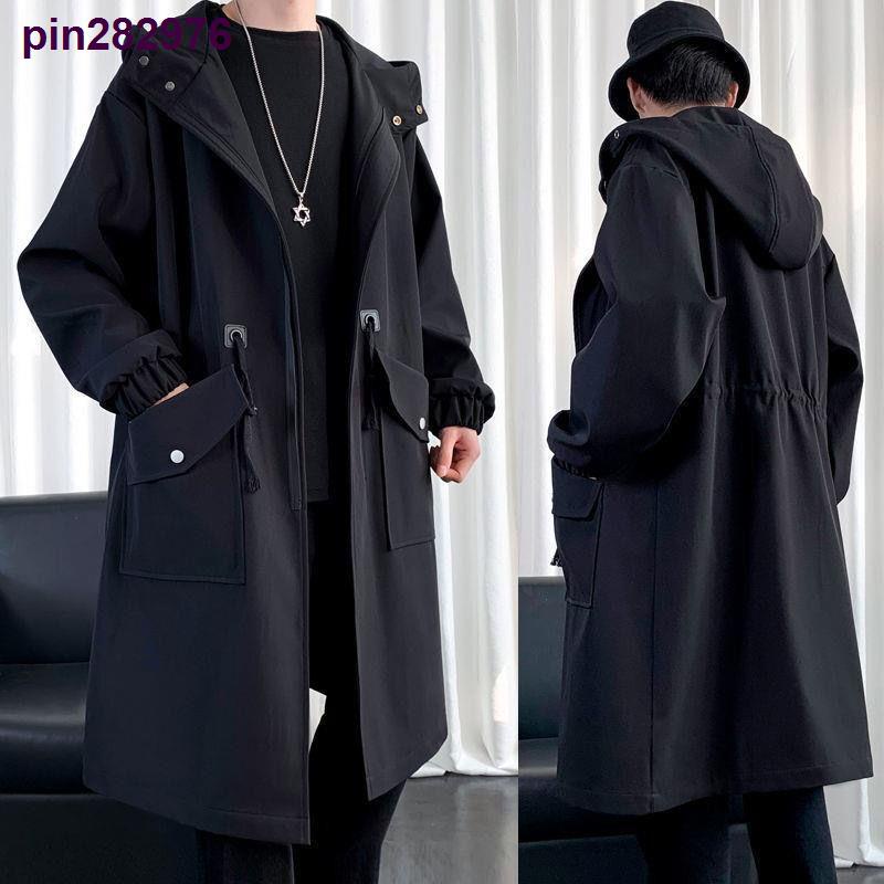 Hàng Có Sẵn Áo Khoác Dáng Dài Qua Gối Dáng Rộng Trẻ Trung Có Mũ Trùm Đầu Size Lớn Phong Cách Mới Mùa Xuân Cho Nam