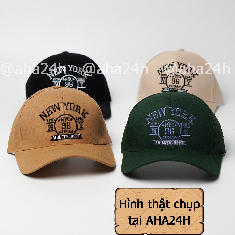 Mũ lưỡi trai kaki thêu chữ NEWYORK NYC96USA phong cách nón kết nan nữ AH1676