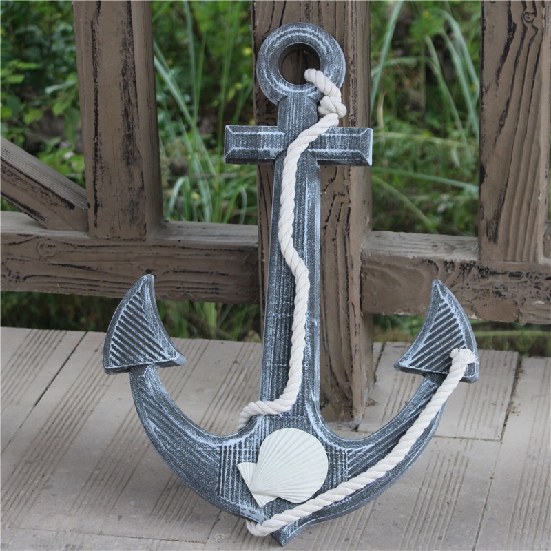 Mỏ neo trang trí mẫu gỗ xám 60cm - Decor đồ trang trí theo phong cách biển Địa Trung Hải