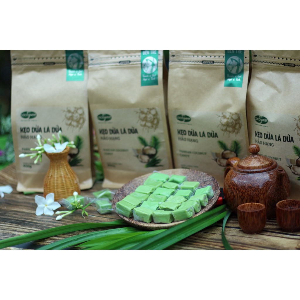 Kẹo dừa lá dứa Cocosweet - Thơm dứa, béo ngậy, ngọt vừa - Đặc sản Bến Tre