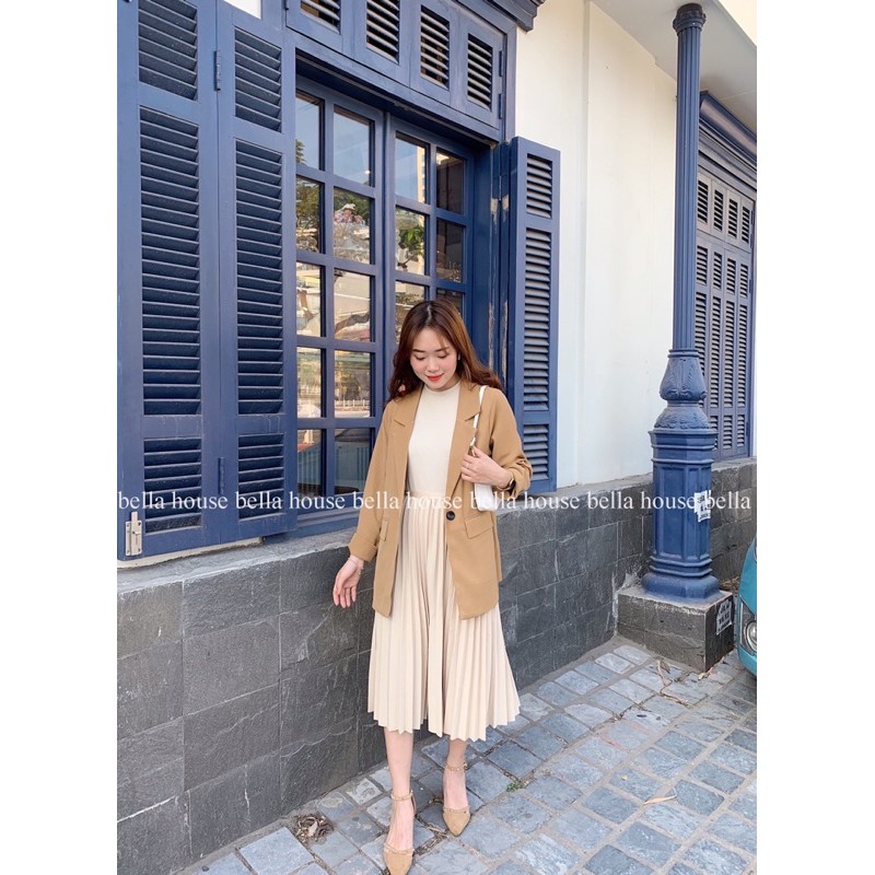 Áo blazer 1 khuy nắp túi nâu | BigBuy360 - bigbuy360.vn