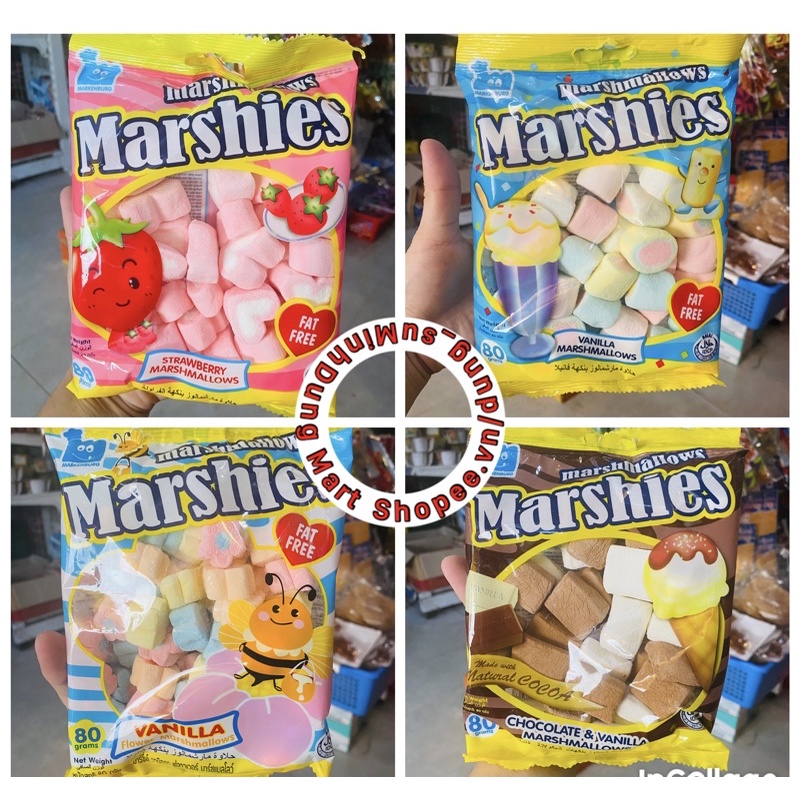 Kẹo bông Marshmallows hương vani/socola gói 80g