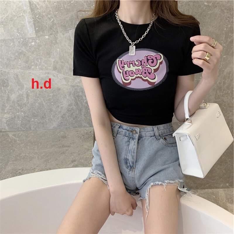 Áo Croptop nữ ôm body tay ngắn Chery Candy❤️chất bodip cá tính, sexy, năng động thời trang Hè 202