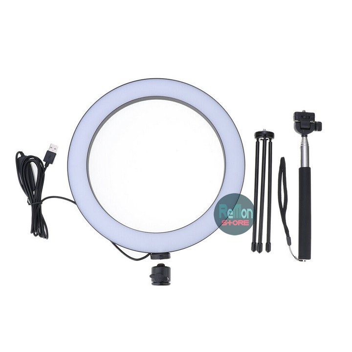 Chân đứng + gậy selfie stick 90cm + Đèn led ring 16cm chiếu sáng quay phim livestream, make up, tiktok 3 CHẾ ĐỘ SÁNG