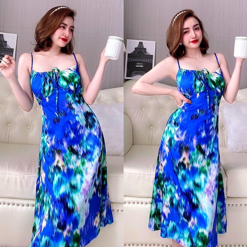Đầm ngủ sexy mặc nhà LỤA LATIN rút nơ 2 dây cực sang và quyên rũ