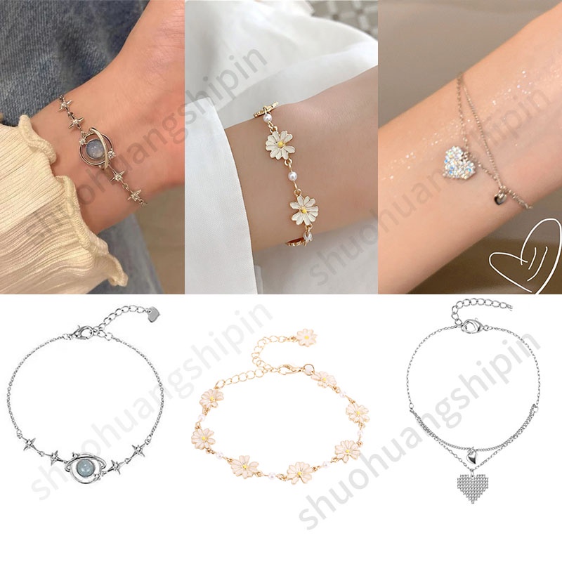 Vòng Tay Hình Hoa Và Bướm Đơn Giản Thanh Lịch Thời Trang Nhật Hàn