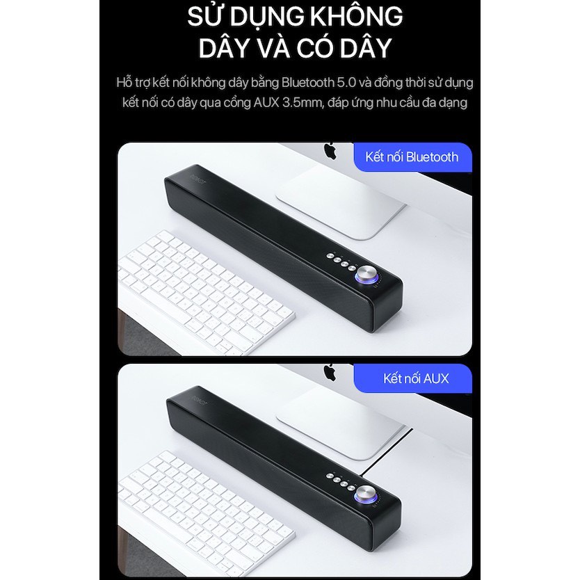 Soundbar công suất 10W Pin 1200mAh - Loa thanh Bluetooth để Bàn ROBOT RB480- Hàng Chính Hãng