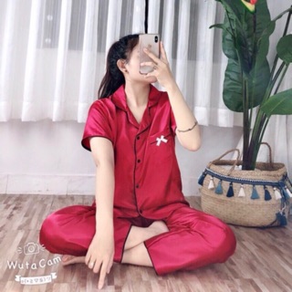 Set bộ phi lụa nơ Quần dài tay ngắn