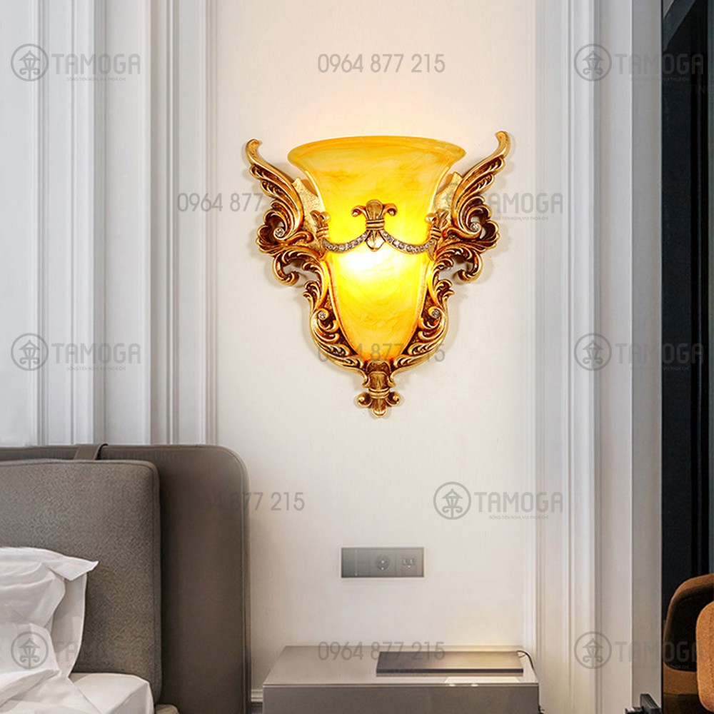 Bộ Đèn gắn tường, vách đèn trang trí phòng khách DGT 6174 + Tặng kèm bóng led AS Vàng