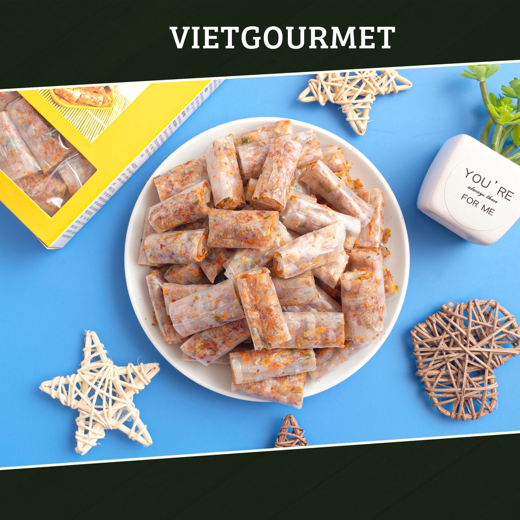 Bánh tráng thập cẩm cuộn VIETGOURMET bánh tráng ăn vặt Datami đặc sản long an ( hộp 100gr )