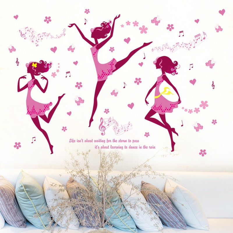Decal dán tường 3 cô gái múa ba lê ( ballet)