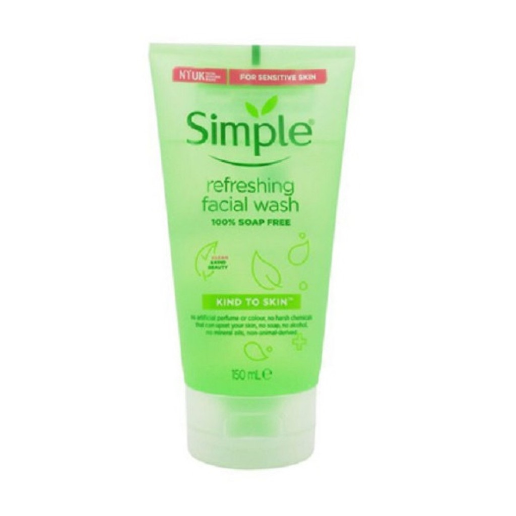 Sữa Rửa Mặt Dạng Gel Simple Kind To Skin Refreshing Facial Wash Gel, SRM sạch sâu Moisturising Facial Wash