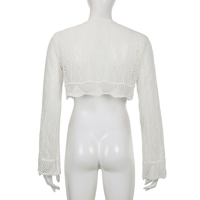 Áo Croptop Dệt Kim Tay Loe Cột Dây Phía Trước Quyến Rũ Cho Nữ