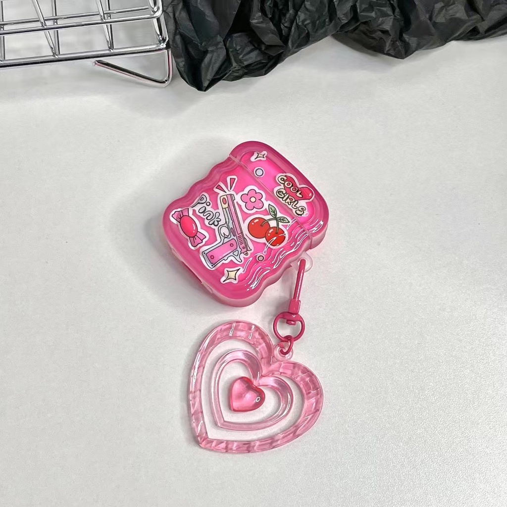 Vỏ Bảo Vệ Hộp Sạc Tai Nghe Bluetooth airpods 1 2 3 pro Bằng tpu Mềm Gắn Móc Khóa Hình Trái Tim Dễ Thương