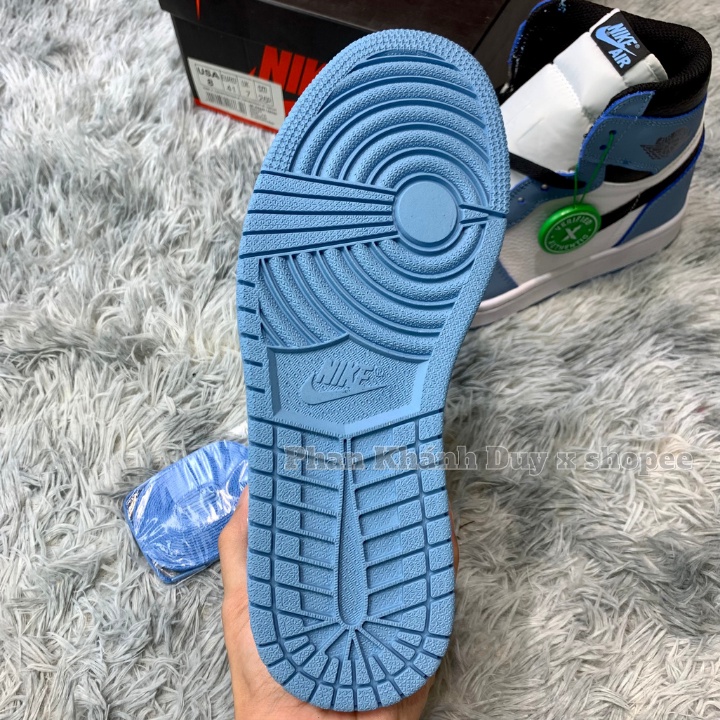 Giày Jordan xanh dương đen trắng cổ cao jd University blue high nam nữ hàng tiêu chuẩn