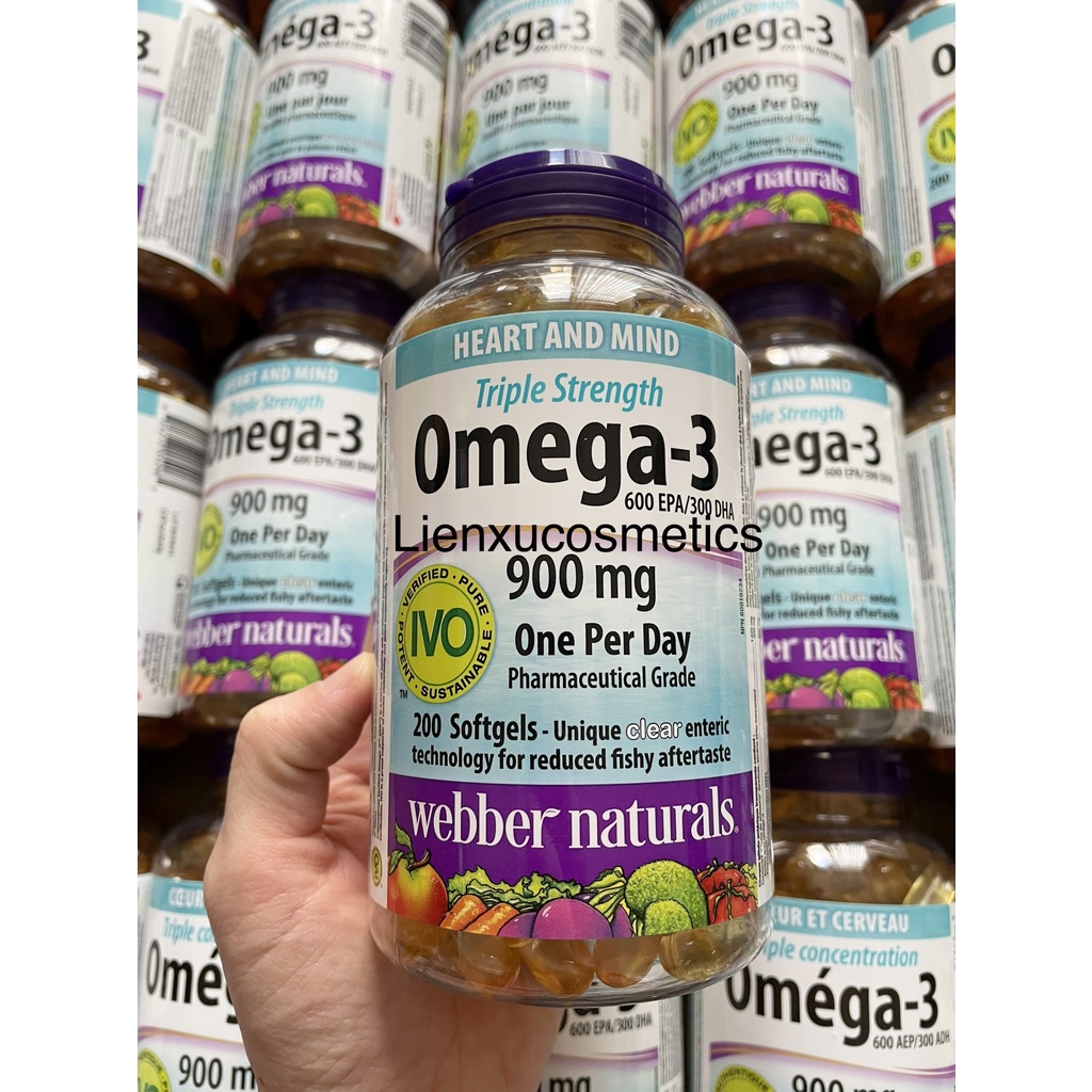 Dầu cá Omega 3 900 mg Triple Strength Webber Naturals HSD 2025 Costco