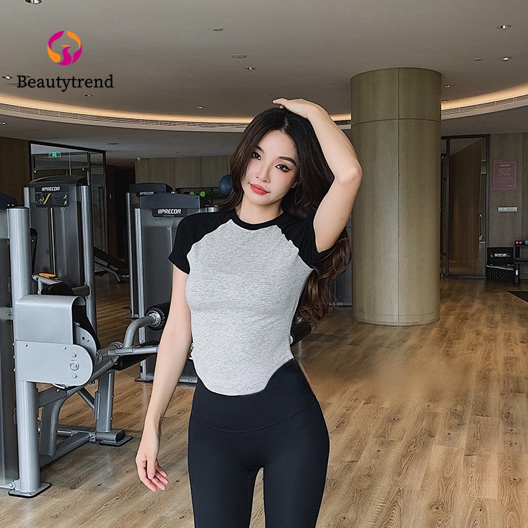 Áo thun thể thao ngắn tay phối màu tương phản cá tính