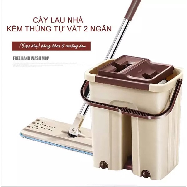 Bộ cây lau nhà thông minh kèm thùng vắt 2 ngăn size trung BH-M200