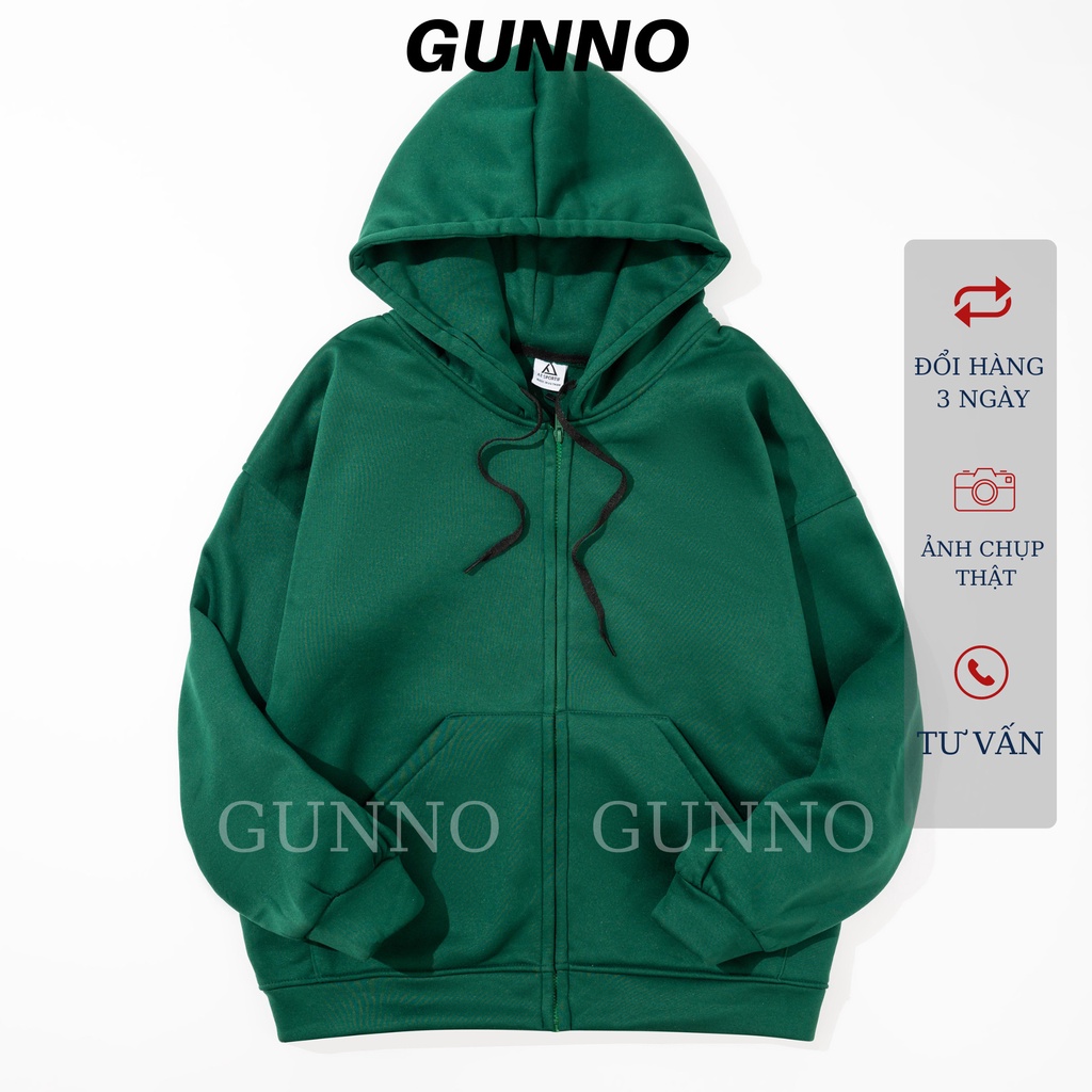 Áo khoác Hoodie Zip Form rộng GUNNO chất nỉ bông siêu đẹp