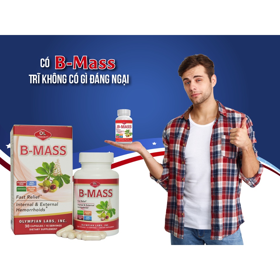 Viên uống B-Mass giảm trĩ táo bón từ thảo dược Lọ 30 viên - NT091