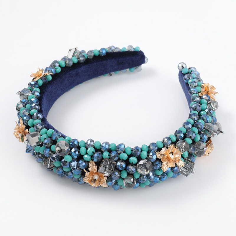 Băng Đô Cài Tóc Bản Rộng Đính Hạt Pha Lê Giả Phong Cách Baroque Cổ Điển