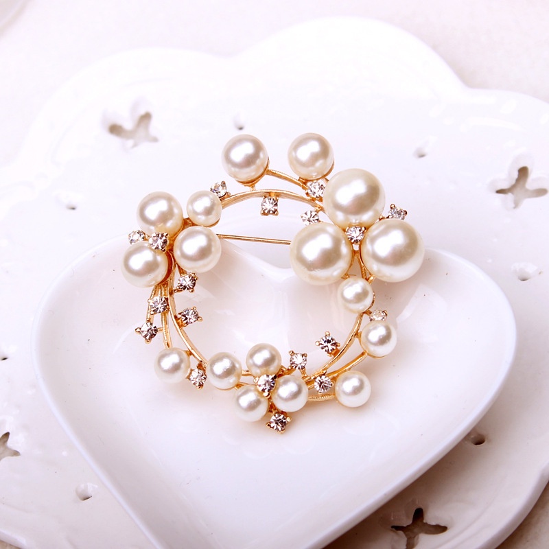 [QLQL] Ghim Cài Khăn Choàng / Khăn Choàng Cổ Cô Dâu Đính Ngọc Trai Tròn Phổ Biến