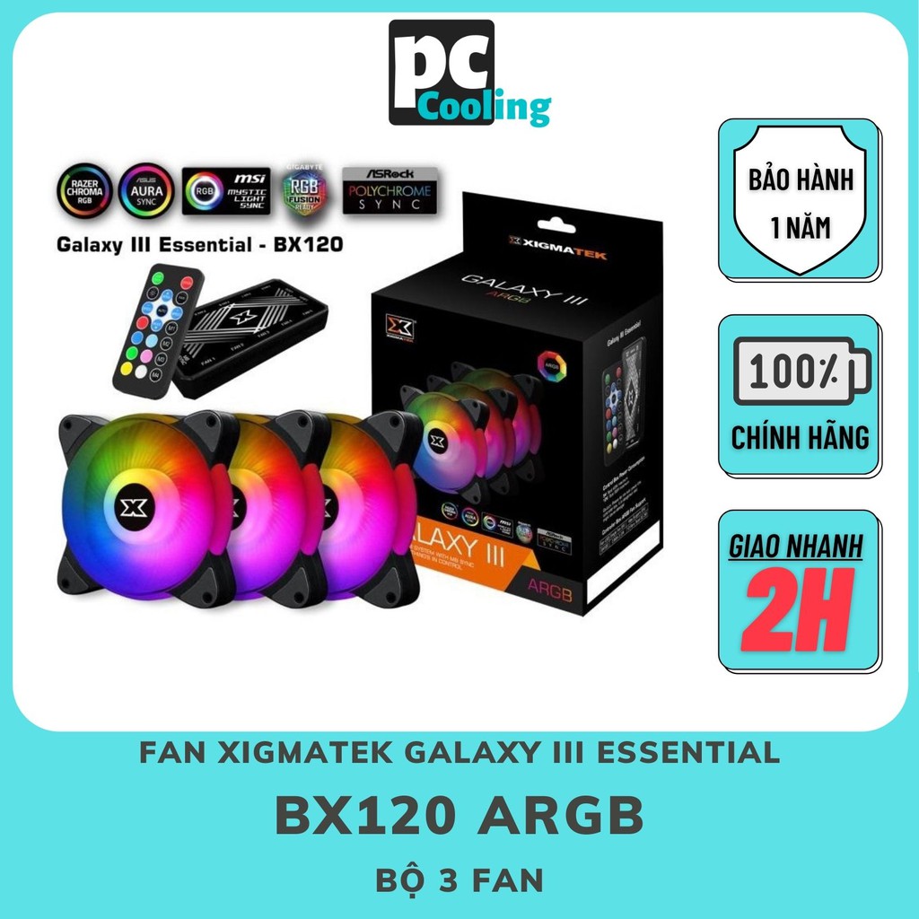 Fan Case Xigmatek GALAXY LED ARGB- Bộ 3 Fan, đồng bộ với mainboard