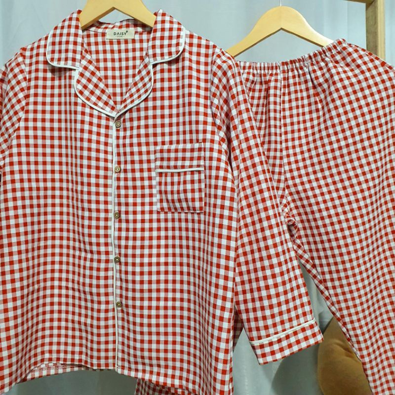 Pyjama dài mặc nhà caro dày mịn