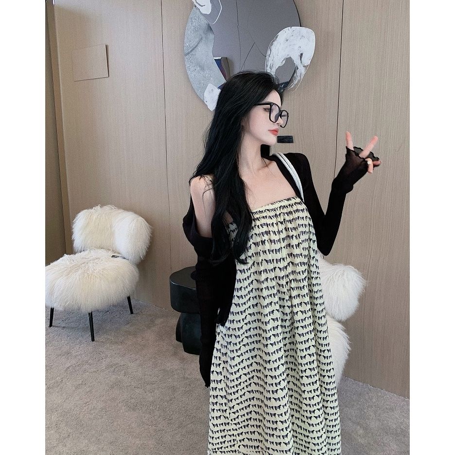 Bộ Áo Khoác Cardigan + Chân Váy Chữ a Dáng Rộng Thời Trang Mùa Xuân Phong Cách Hồng Kông Mới 2022